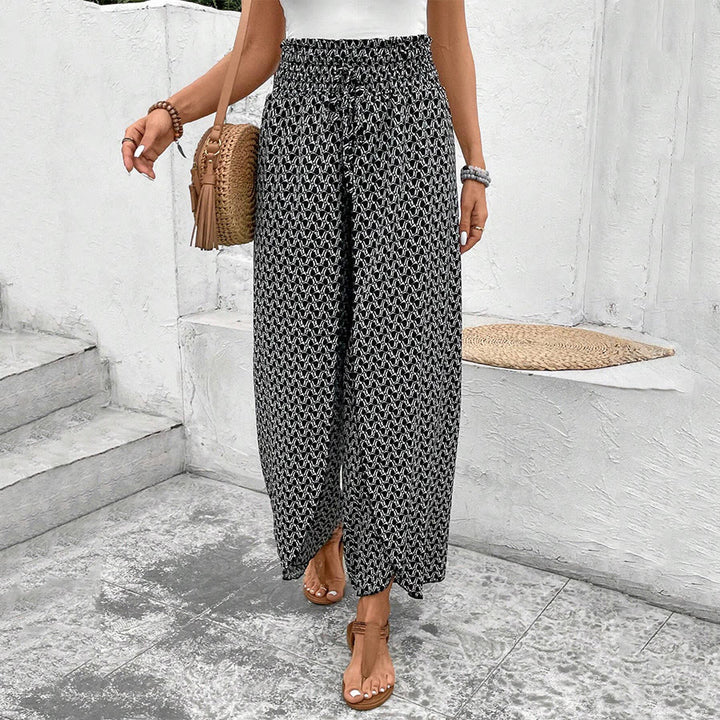 Olivenorma Floral Print High-Waist Drawstring Wide Leg Women's Pants - image 13