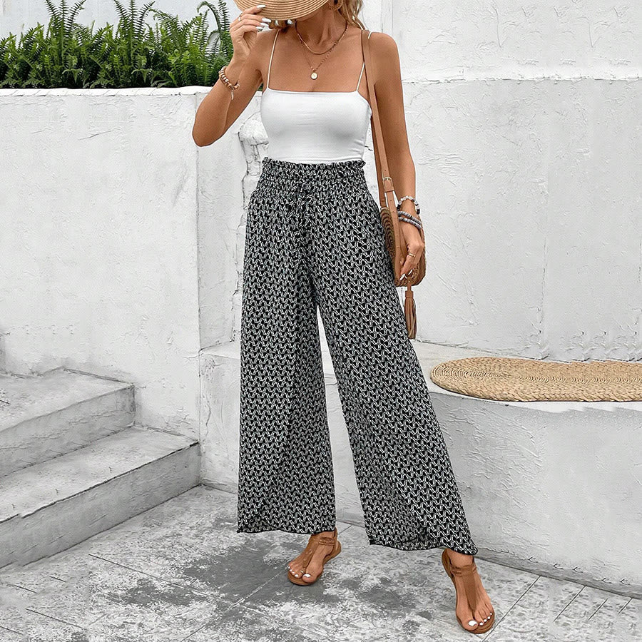 Olivenorma Floral Print High-Waist Drawstring Wide Leg Women's Pants - image 12
