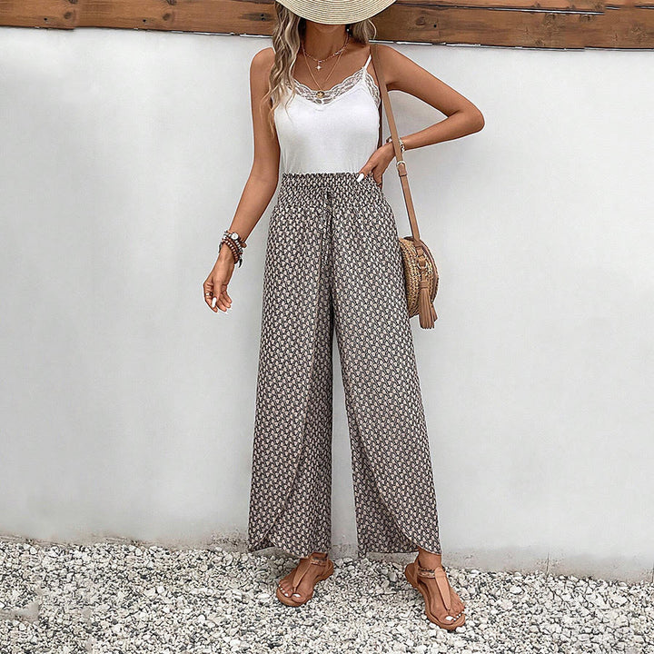 Olivenorma Floral Print High-Waist Drawstring Wide Leg Women's Pants - image 22
