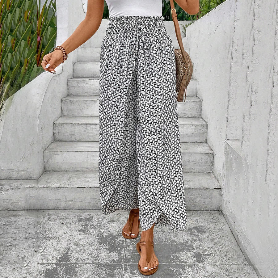 Olivenorma Floral Print High-Waist Drawstring Wide Leg Women's Pants - image 7