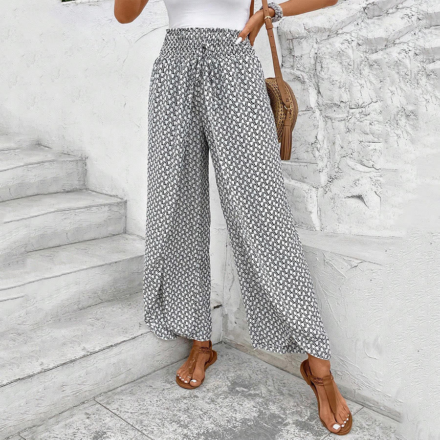 Olivenorma Floral Print High-Waist Drawstring Wide Leg Women's Pants - image 10