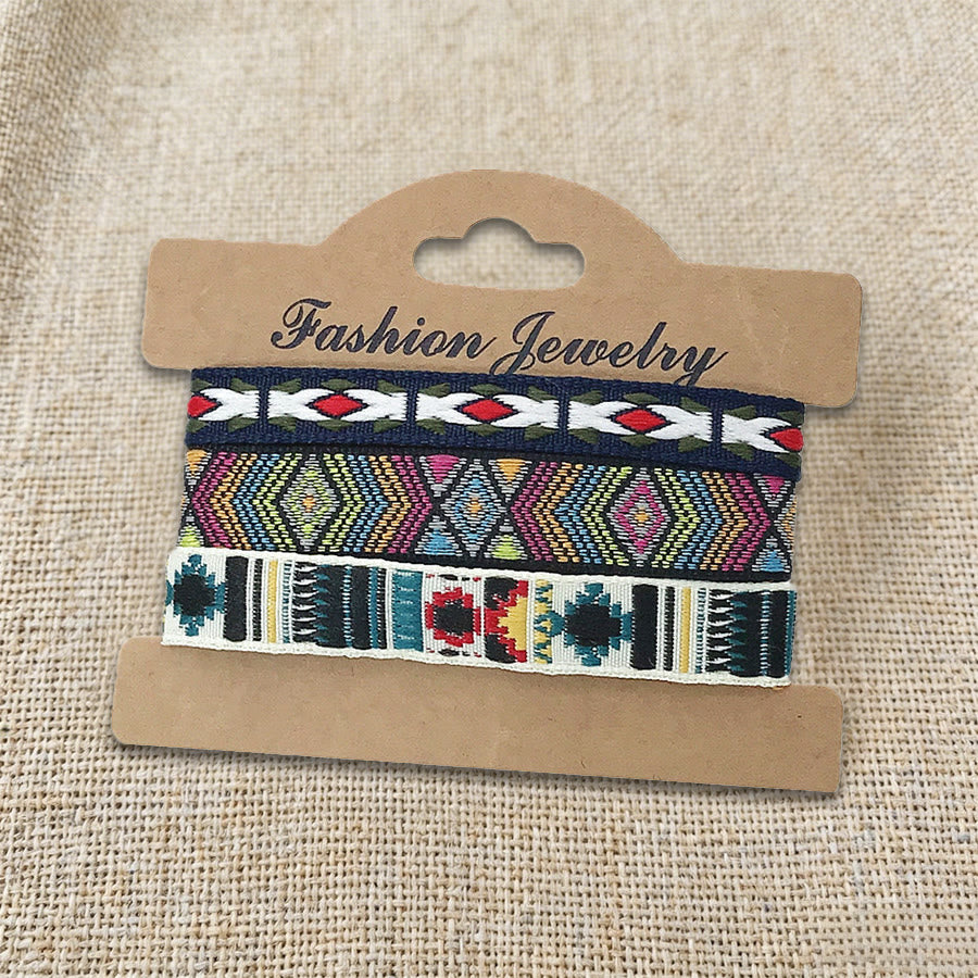 Olivenorma Premium Thread Handmade Multicolor Boho Ethnic Braided Bracelet - Black Multicolor - image 2