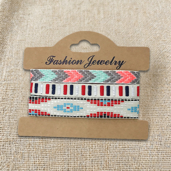 Olivenorma Premium Thread Handmade Multicolor Boho Ethnic Braided Bracelet - Red & Blue - image 17