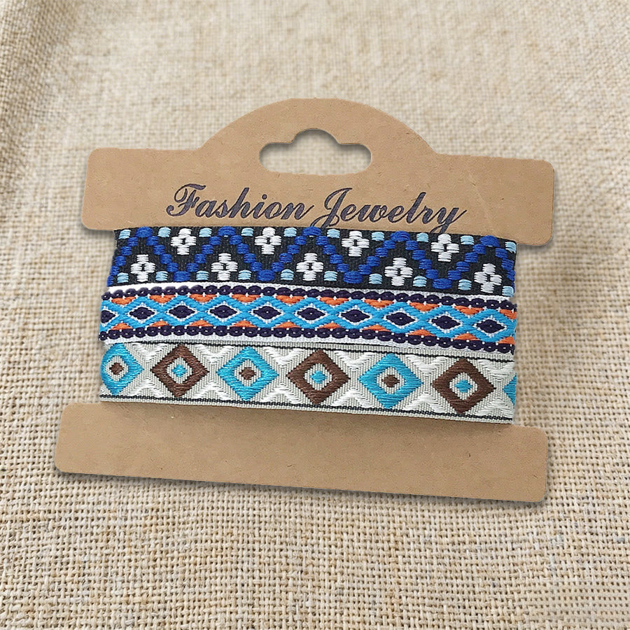 Olivenorma Premium Thread Handmade Multicolor Boho Ethnic Braided Bracelet - Blue Diamond - image 0