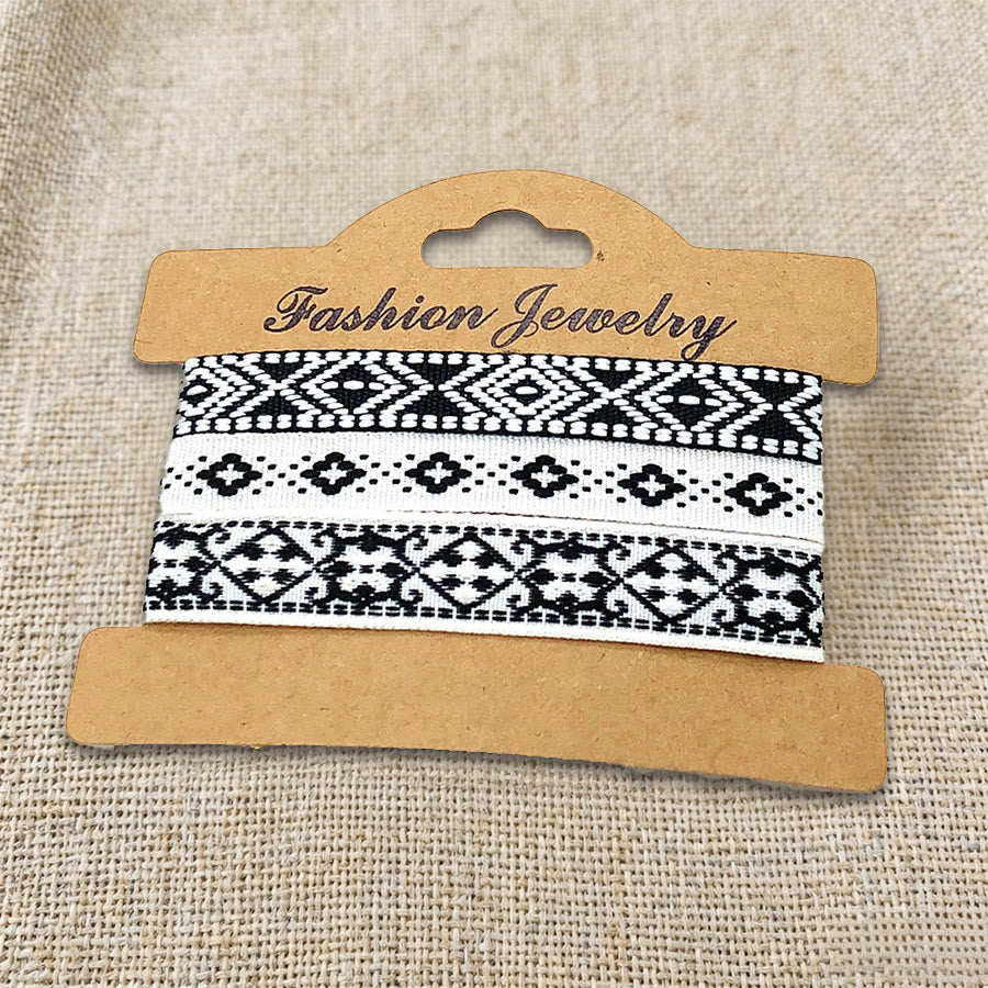 Olivenorma Premium Thread Handmade Multicolor Boho Ethnic Braided Bracelet - Black & White Boho - image 30
