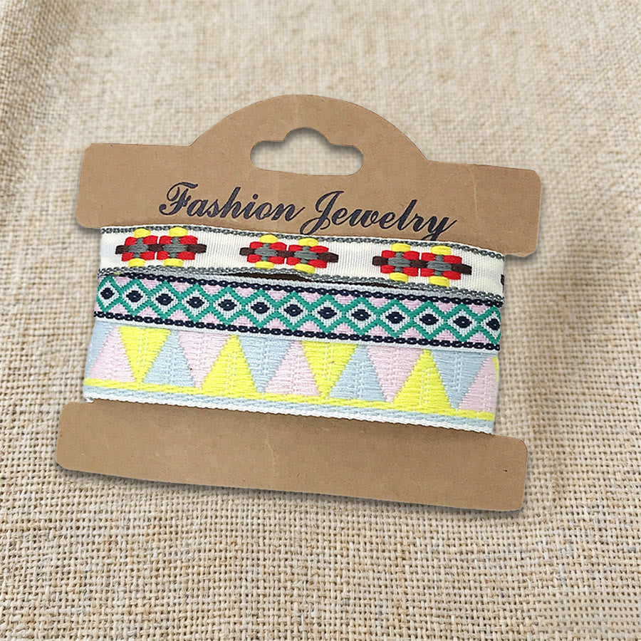 Olivenorma Premium Thread Handmade Multicolor Boho Ethnic Braided Bracelet - Pastel Triangle - image 11