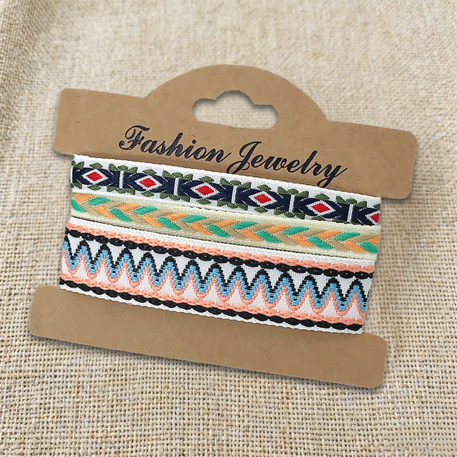 Olivenorma Premium Thread Handmade Multicolor Boho Ethnic Braided Bracelet - Neutral Chevron - image 14