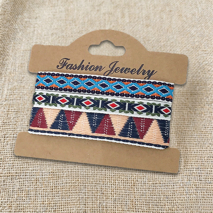 Olivenorma Premium Thread Handmade Multicolor Boho Ethnic Braided Bracelet - Blue Triangle - image 21