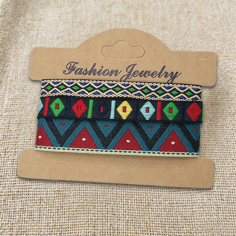 Olivenorma Premium Thread Handmade Multicolor Boho Ethnic Braided Bracelet - Red Tribal - image 3