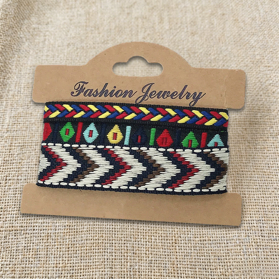 Olivenorma Premium Thread Handmade Multicolor Boho Ethnic Braided Bracelet - Black Chevron - image 20