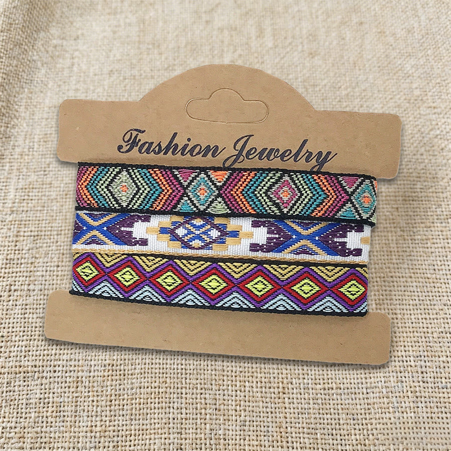 Olivenorma Premium Thread Handmade Multicolor Boho Ethnic Braided Bracelet - Multicolor Aztec - image 12