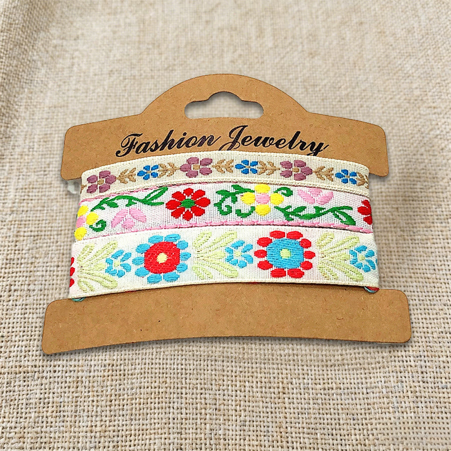 Olivenorma Premium Thread Handmade Multicolor Boho Ethnic Braided Bracelet - White Floral - image 28