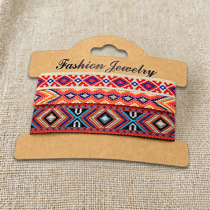 Olivenorma Premium Thread Handmade Multicolor Boho Ethnic Braided Bracelet - Orange Tribal - image 26