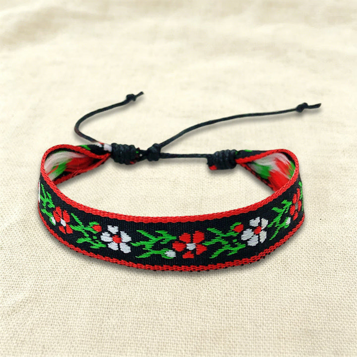 Olivenorma Casual Boho Adjustable Everyday Wear Braided Bracelet - Red Floral - image 6