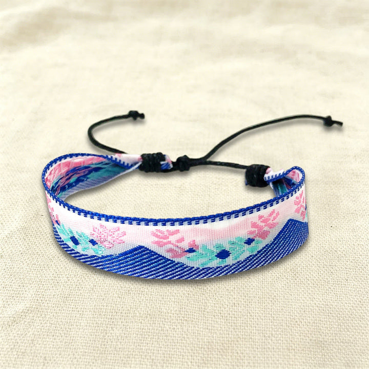 Olivenorma Casual Boho Adjustable Everyday Wear Braided Bracelet - Blue Pink Floral - image 12