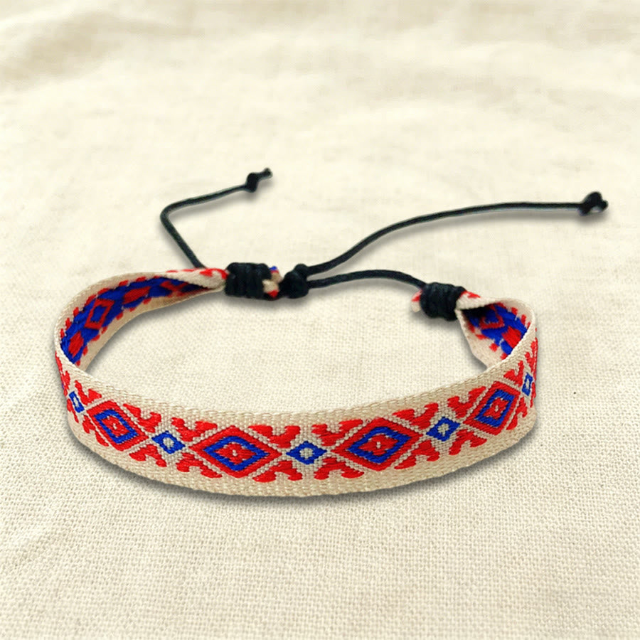 Olivenorma Casual Boho Adjustable Everyday Wear Braided Bracelet - Red White Diamond - image 14