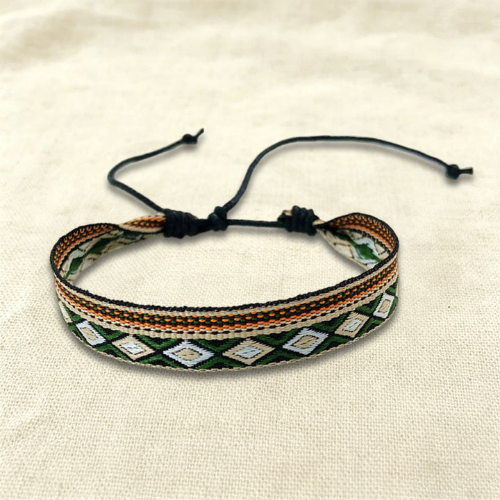Olivenorma Casual Boho Adjustable Everyday Wear Braided Bracelet - Green Brown Tribal - image 0