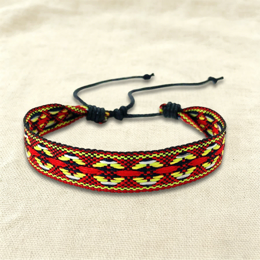 Olivenorma Casual Boho Adjustable Everyday Wear Braided Bracelet - Red Aztec - image 32