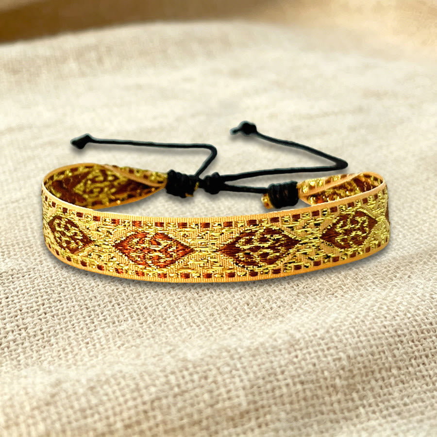Olivenorma Multicolor Tribal Pattern Adjustable Friendship Braided Bracelet - Gold Geometric - image 1