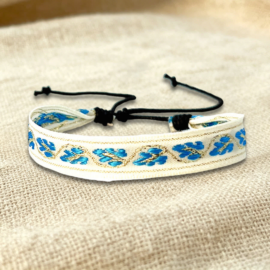 Olivenorma Multicolor Tribal Pattern Adjustable Friendship Braided Bracelet - Blue Floral - image 13