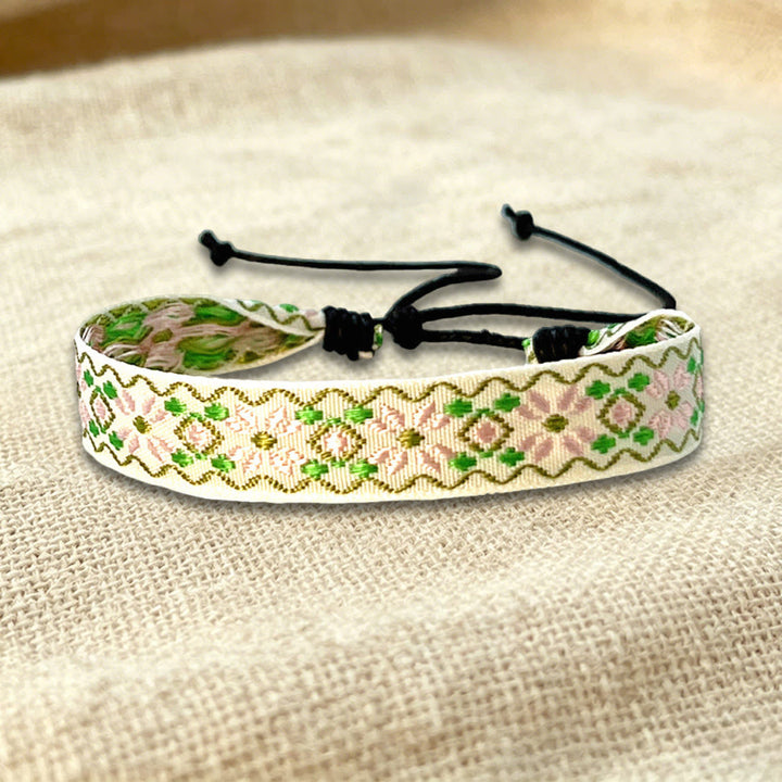 Olivenorma Multicolor Tribal Pattern Adjustable Friendship Braided Bracelet - Beige Green Diamond - image 23