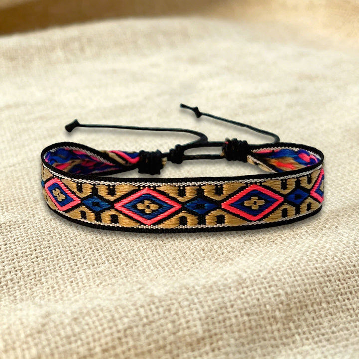 Olivenorma Multicolor Tribal Pattern Adjustable Friendship Braided Bracelet - Beige Pink Diamond - image 35