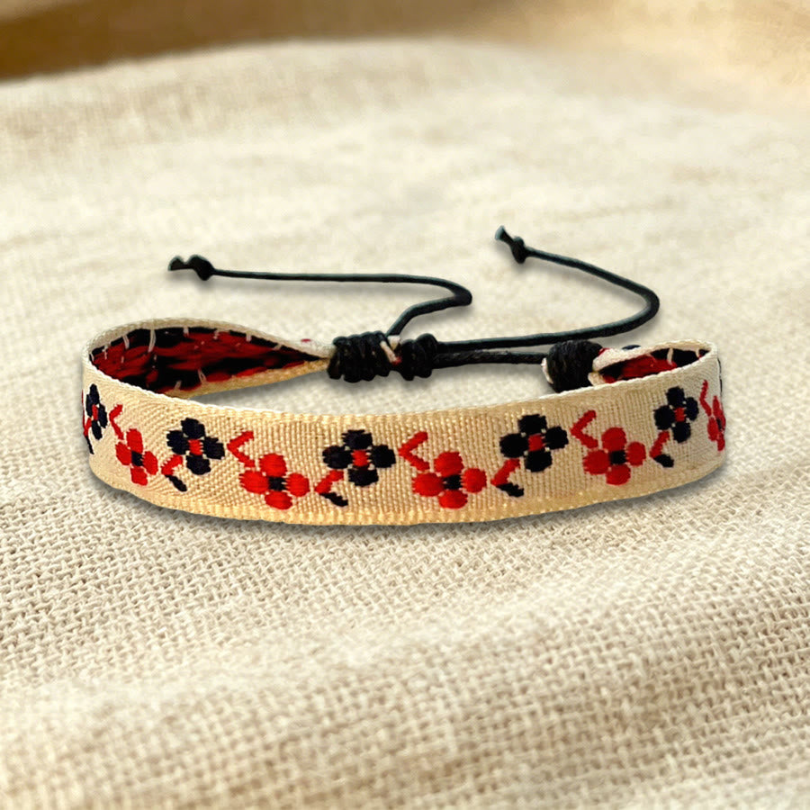 Olivenorma Multicolor Tribal Pattern Adjustable Friendship Braided Bracelet - Red Floral - image 33