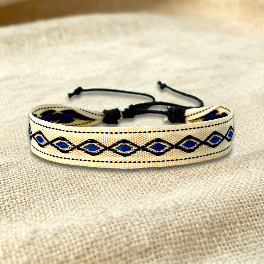 Olivenorma Multicolor Tribal Pattern Adjustable Friendship Braided Bracelet - Beige Blue Diamond - image 34
