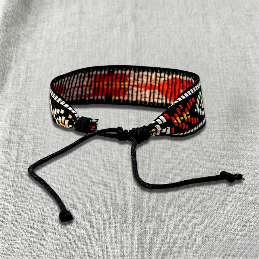 Olivenorma Ornate Tribal Pattern Handwoven Ethnic Braided Bracelet - image 9