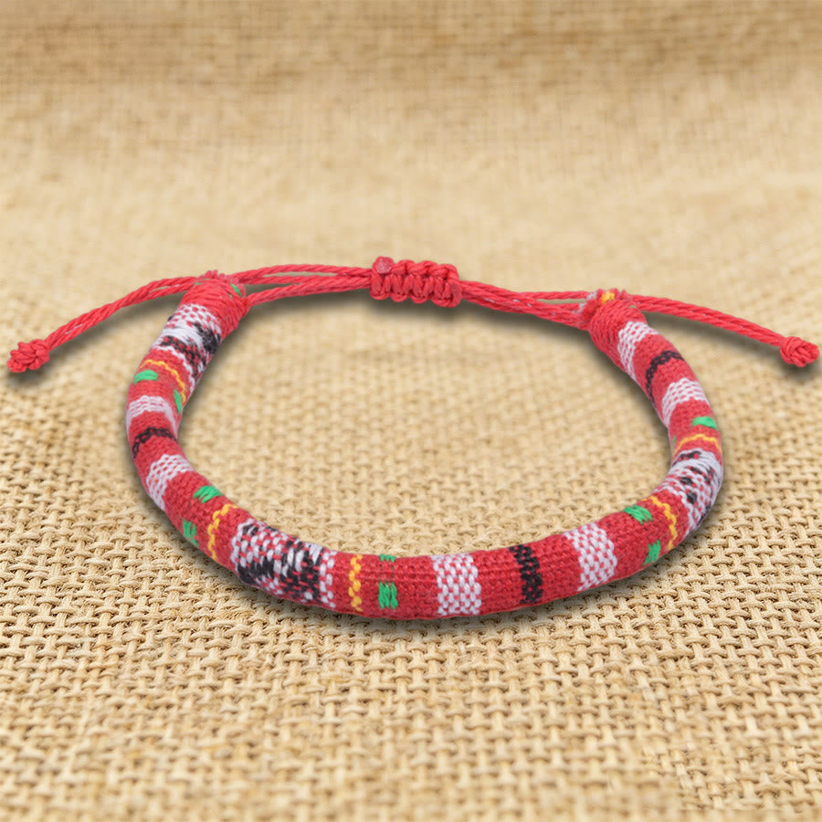 FREE Today: Bohemian Ethnic Pattern Handmade Cotton Thread Friendship Braided Bracelet - Red Chevron - image 9