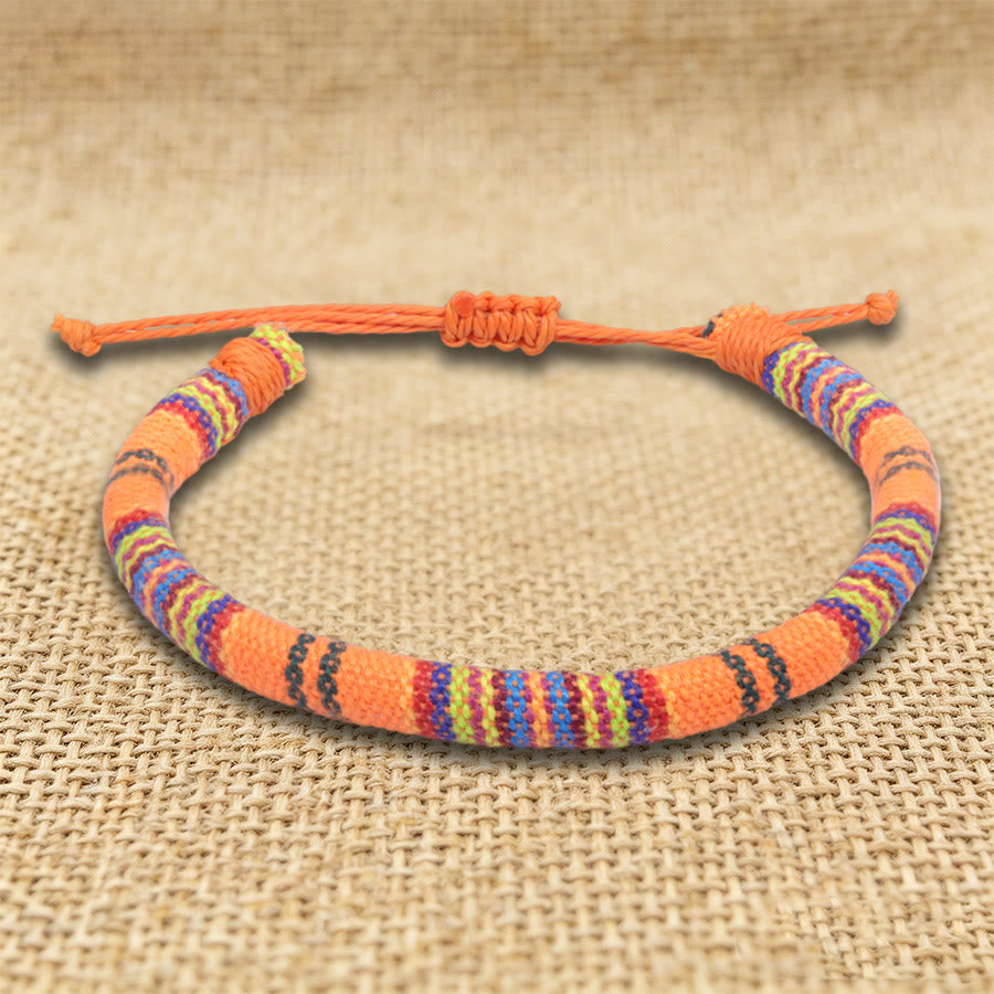 FREE Today: Bohemian Ethnic Pattern Handmade Cotton Thread Friendship Braided Bracelet - Orange Stripe - image 1