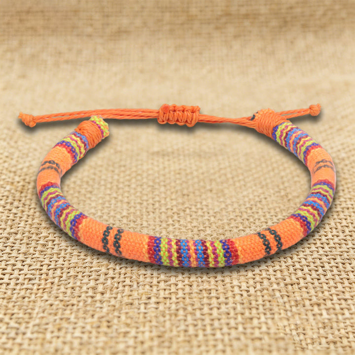 FREE Today: Bohemian Ethnic Pattern Handmade Cotton Thread Friendship Braided Bracelet - Orange Stripe - image 1
