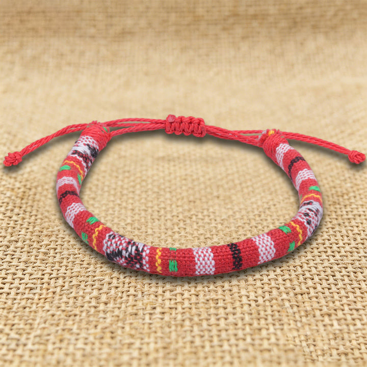 Olivenorma Bohemian Ethnic Pattern Handmade Cotton Thread Friendship Braided Bracelet - Red Chevron - image 9