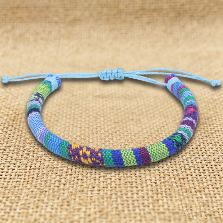 FREE Today: Bohemian Ethnic Pattern Handmade Cotton Thread Friendship Braided Bracelet - Sky Blue Patchwork - image 8