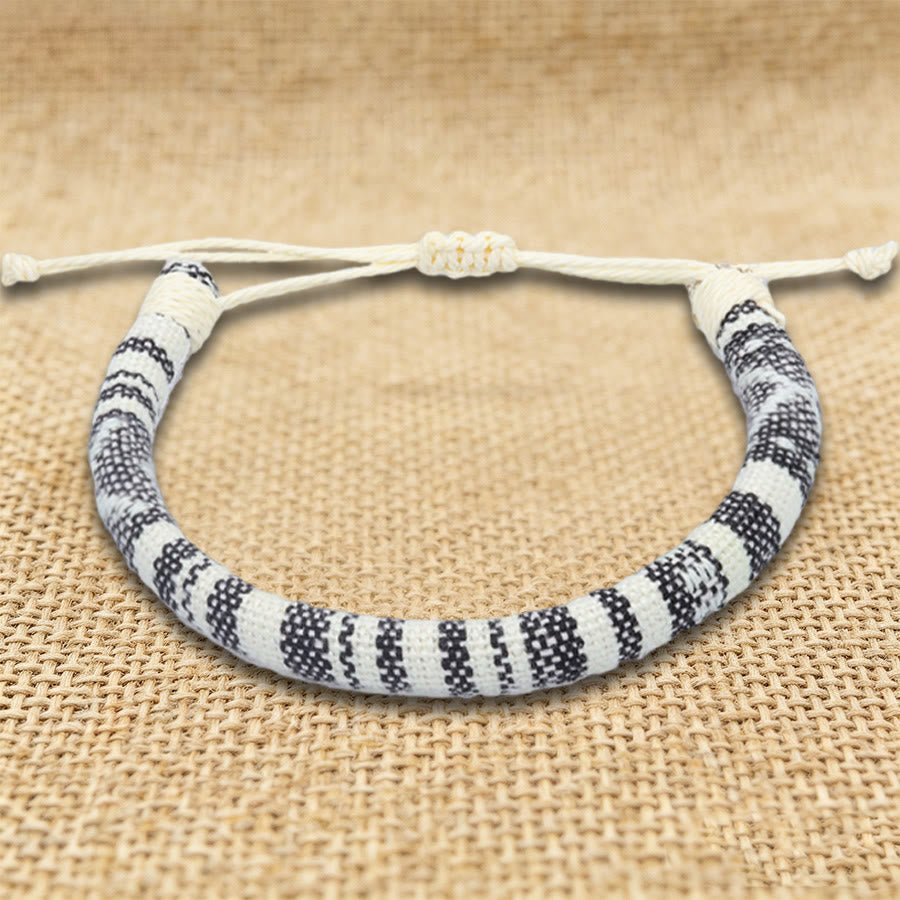 FREE Today: Bohemian Ethnic Pattern Handmade Cotton Thread Friendship Braided Bracelet - Black White Patchwork - image 24