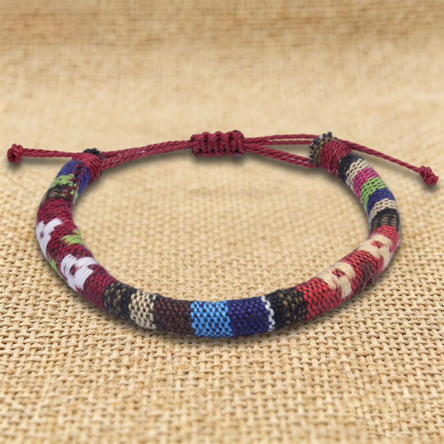 Olivenorma Bohemian Ethnic Pattern Handmade Cotton Thread Friendship Braided Bracelet - Red Multi-Pattern - image 15