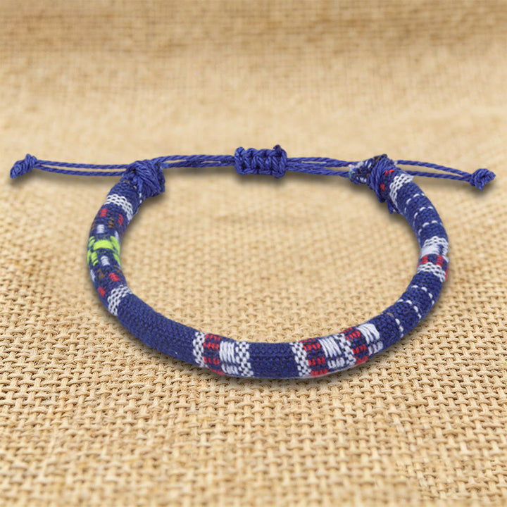 Olivenorma Bohemian Ethnic Pattern Handmade Cotton Thread Friendship Braided Bracelet - Navy Stripes - image 27