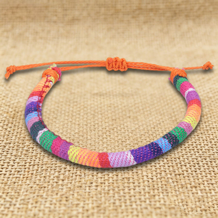 Olivenorma Bohemian Ethnic Pattern Handmade Cotton Thread Friendship Braided Bracelet - Hot Pink Chevron - image 26
