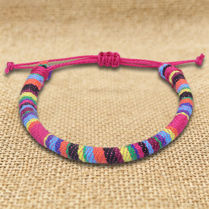 Olivenorma Bohemian Ethnic Pattern Handmade Cotton Thread Friendship Braided Bracelet - Rainbow Orange - image 29