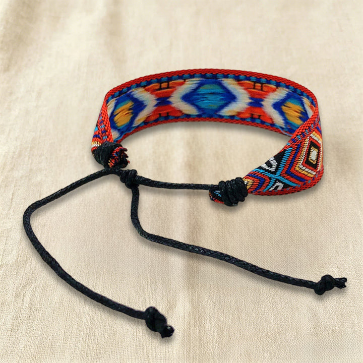Olivenorma Ethnic Tribal Geometric Pattern Woven Adjustable Knotted Everyday & Festival Wear Braided Bracelet - image 3