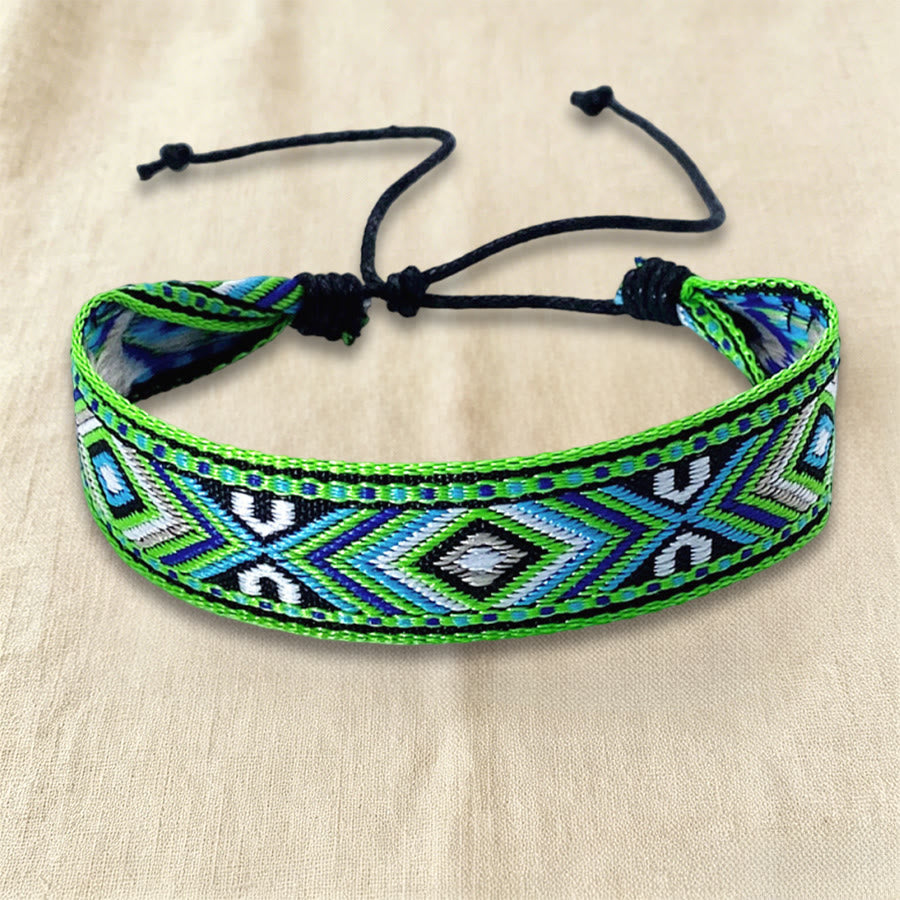 Olivenorma Ethnic Tribal Geometric Pattern Woven Adjustable Knotted Everyday & Festival Wear Braided Bracelet - image 16