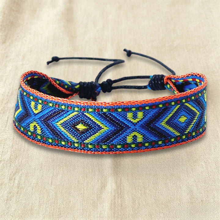 Olivenorma Ethnic Tribal Geometric Pattern Woven Adjustable Knotted Everyday & Festival Wear Braided Bracelet - Azure Vibe - image 10