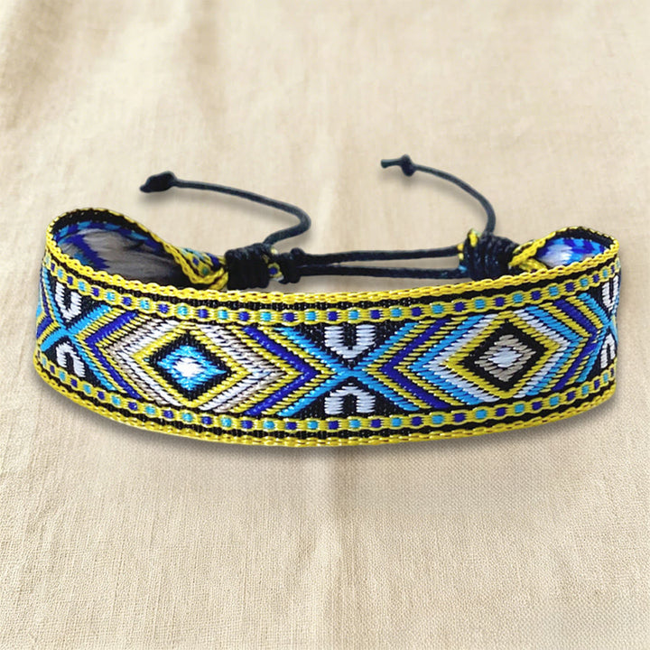 Olivenorma Ethnic Tribal Geometric Pattern Woven Adjustable Knotted Everyday & Festival Wear Braided Bracelet - Sunburst Chevron - image 18