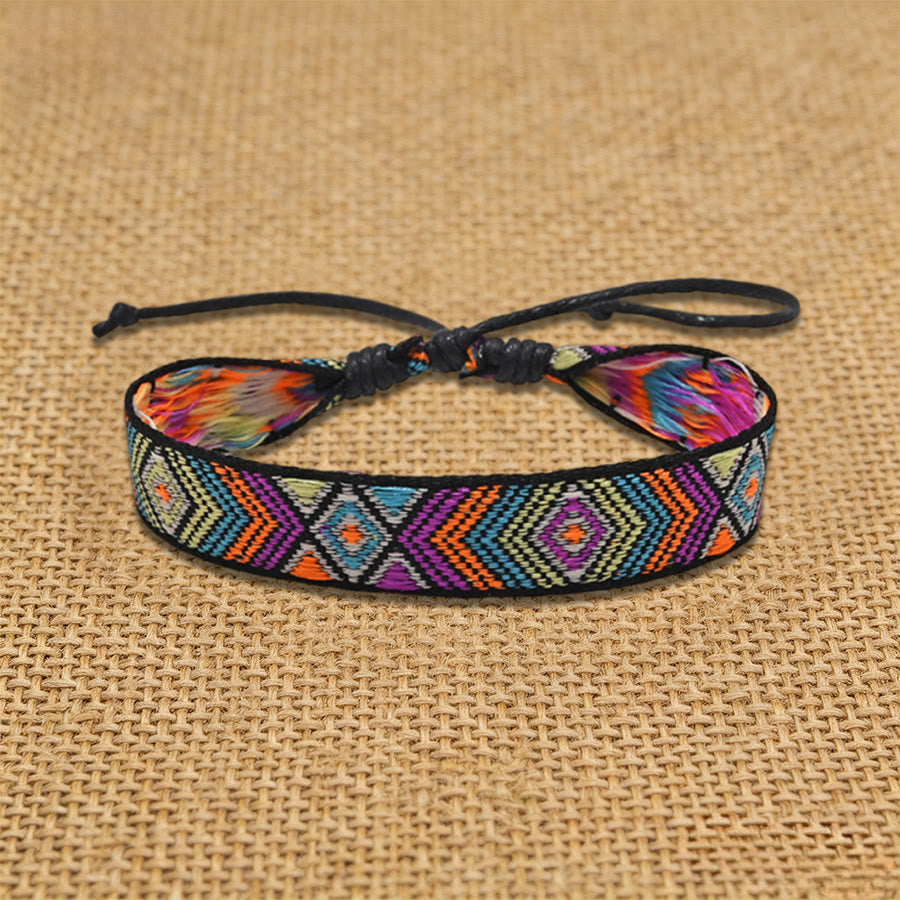 Olivenorma Handmade Ethnic Aztec Geometric Sliding Knot Friendship Braided Bracelet - Multicolor Weave - image 5