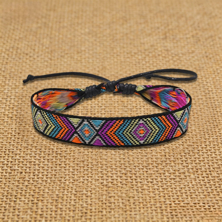 Olivenorma Handmade Ethnic Aztec Geometric Sliding Knot Friendship Braided Bracelet - Multicolor Weave - image 5