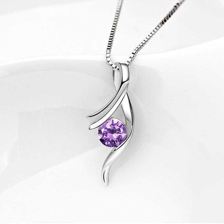 FREE Today: Alloy Water Drop Curve Pendant with Purple Stone Necklace - Purple Zircon - image 0
