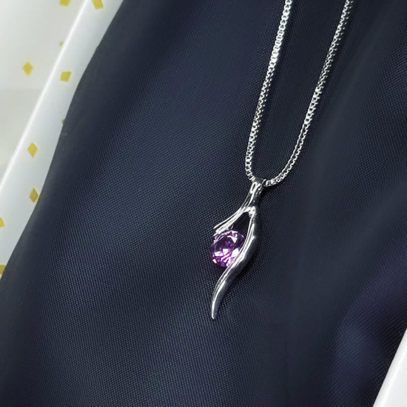 FREE Today: Alloy Water Drop Curve Pendant with Purple Stone Necklace - image 6