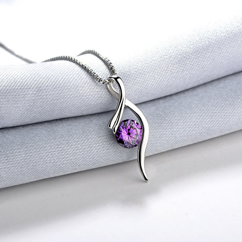 FREE Today: Alloy Water Drop Curve Pendant with Purple Stone Necklace - image 7