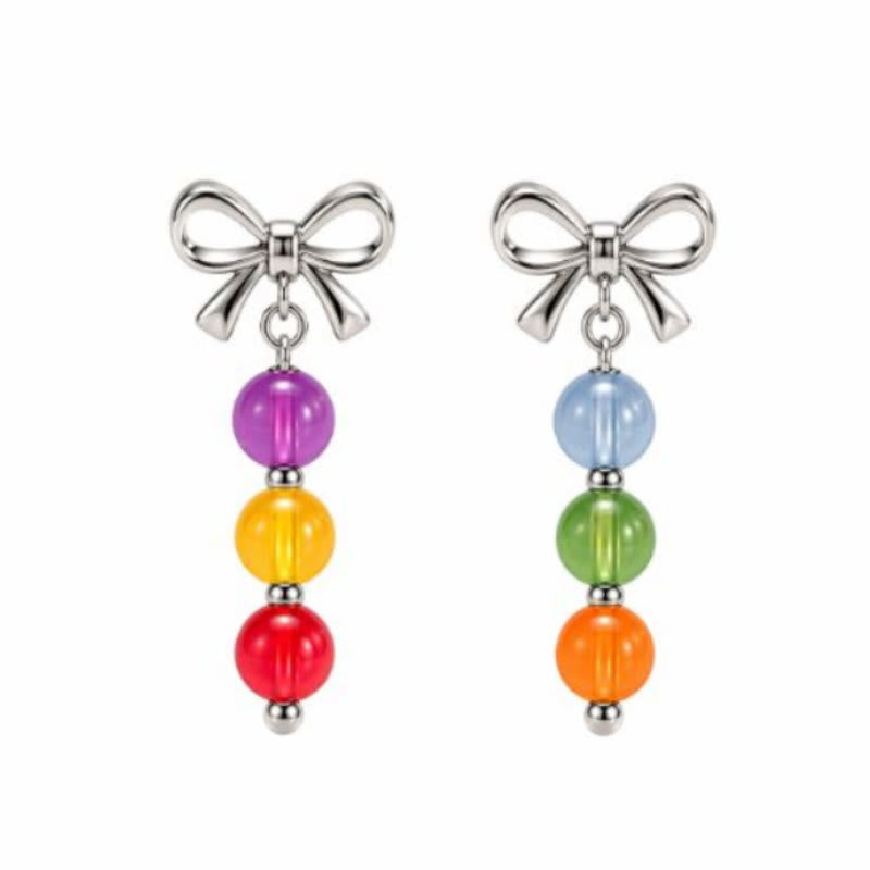 FREE Today: Rainbow Colored Necklace Colorchanging Dopamine Chain 8mm Beaded Bracelet & Earrings - Earrings & Bows - image 11