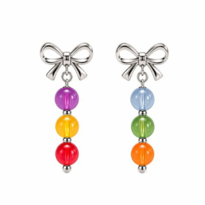 FREE Today: Rainbow Colored Necklace Colorchanging Dopamine Chain 8mm Beaded Bracelet & Earrings - Earrings & Bows - image 11